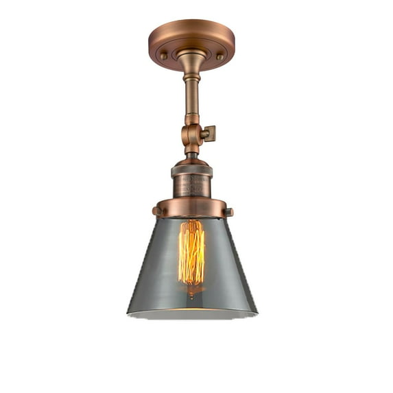 Innovations 1-LT LED Small Cone 6" Semi-Flush Mount - Antique Copper - 201F-AC-G63-LED