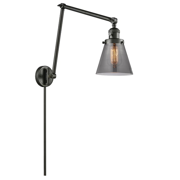 Innovations 1-LT LED Small Cone 8" Swing Arm - Oil Rubbed Bronze - 238-OB-G63-LED