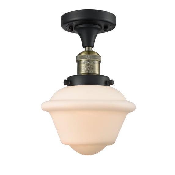 Innovations 1-LT LED Small Oxford 11" Semi-Flush Mount - Black Antique Brass - 517-1CH-BAB-G531-LED