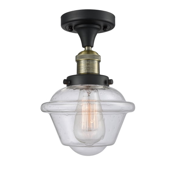 Innovations 1-LT LED Small Oxford 11" Semi-Flush Mount - Black Antique Brass - 517-1CH-BAB-G534-LED