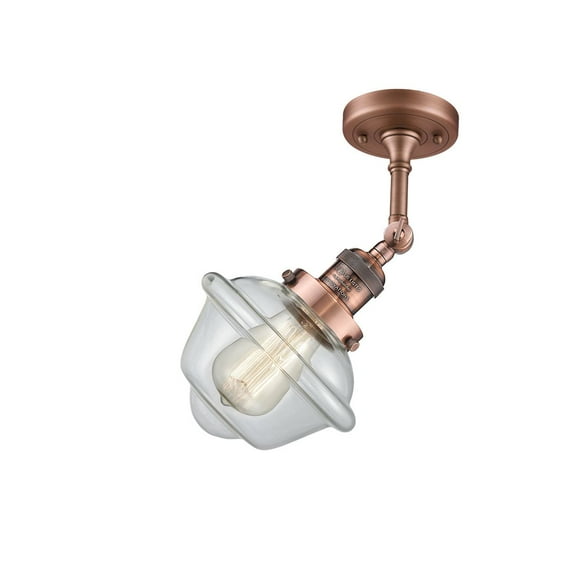 Innovations 1-LT LED Small Oxford 12.5" Semi-Flush Mount - Antique Copper - 201F-AC-G532-LED