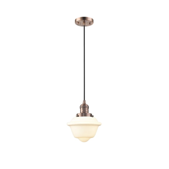 Innovations 1-LT LED Small Oxford 8" Mini Pendant - Antique Copper - 201C-AC-G531-LED