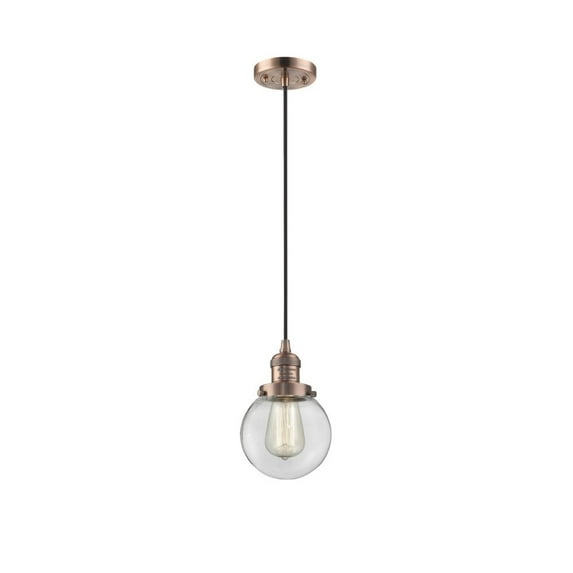 Innovations 1-LT Vintage LED Beacon 6" Mini Pendant - Antique Copper - 201C-AC-G202-6-LED