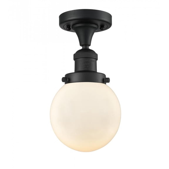 Innovations 1-LT Vintage LED Beacon 6" Semi-Flush Mount - Matte Black - 517-1CH-BK-G201-6-LED