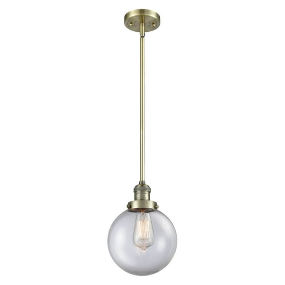 Innovations 1-LT Vintage LED Beacon 8" Mini Pendant - Antique Brass - 201S-AB-G202-8-LED