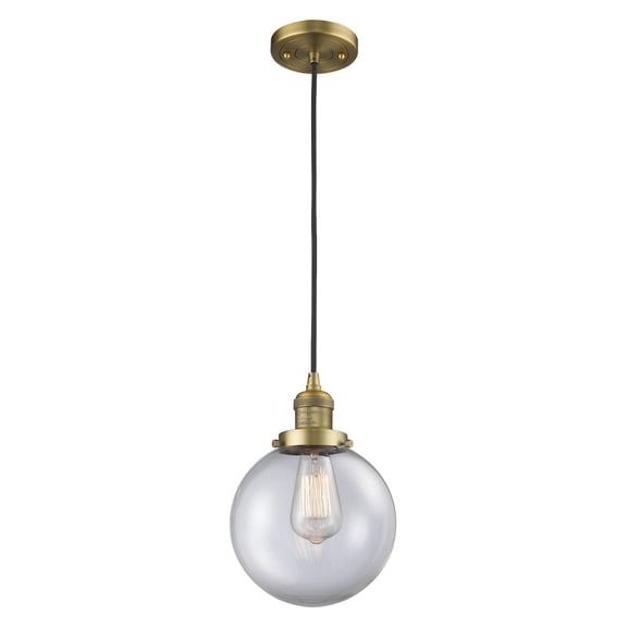 Innovations 1-LT Vintage LED Beacon 8" Mini Pendant - Brushed Brass - 201C-BB-G202-8-LED