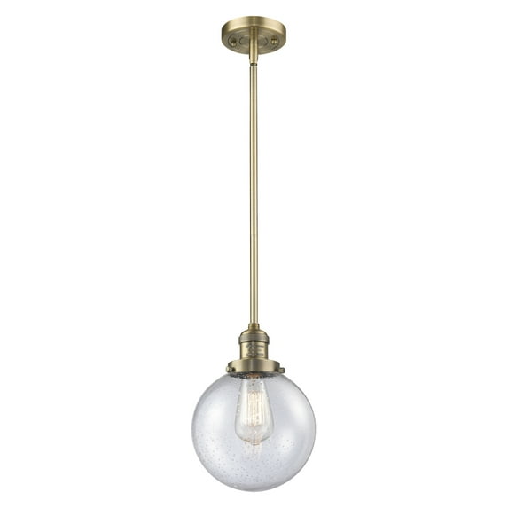 Innovations 1-LT Vintage LED Beacon 8" Mini Pendant - Brushed Brass - 201S-BB-G204-8-LED