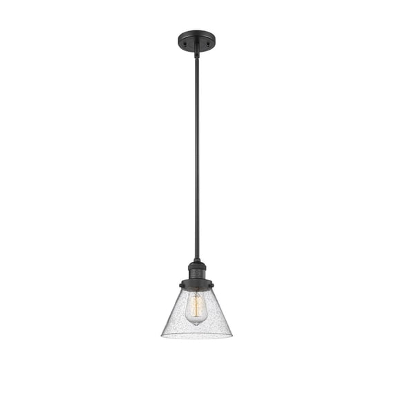 Innovations 1-LT Vintage LED Large Cone 8" Mini Pendant - Matte Black - 201S-BK-G44-LED