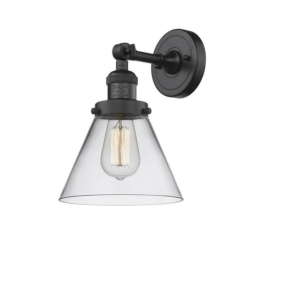 Innovations 1-LT Vintage LED Large Cone 8" Sconce - Matte Black - 203-BK-G42-LED