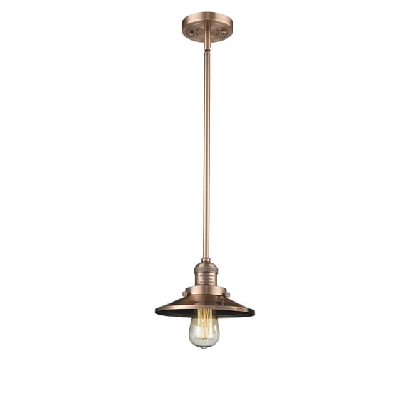 Innovations 1-LT Vintage LED Railroad 8" Mini Pendant - Antique Copper - 201S-AC-M3-LED