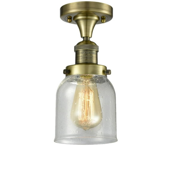 Innovations 1-LT Vintage LED Small Bell 5" Flush Mount - Antique Brass - 517-1CH-AB-G54-LED