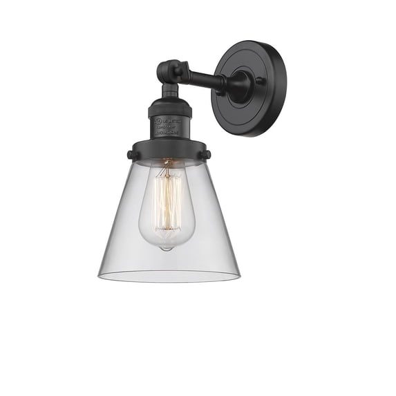 Innovations 1-LT Vintage LED Small Cone 6" Sconce - Matte Black - 203-BK-G62-LED