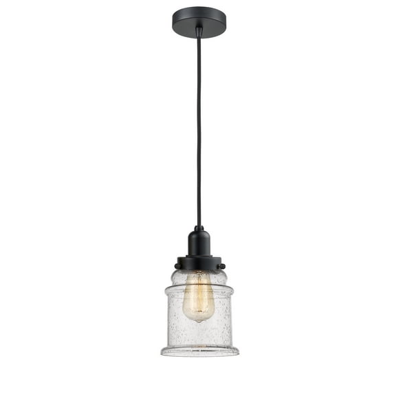 Innovations 100BK-10BK-0H-BK-G184 Canton 1 Light 11.25 inch Mini Pendant, Matte Black