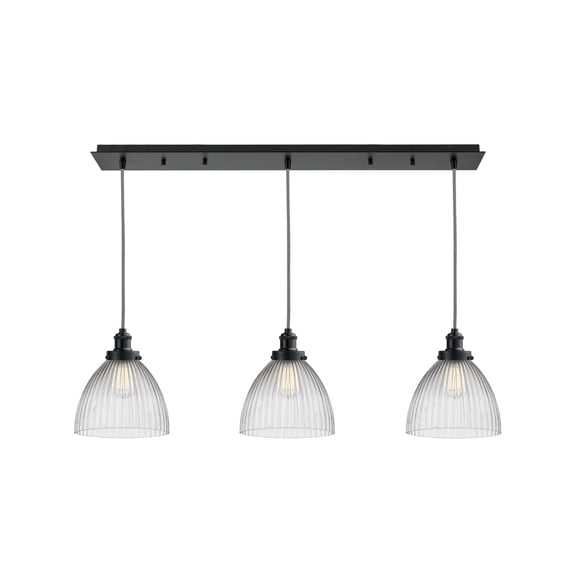 Innovations 123BK-10BW-1H-BK-G222 Three Light Linear Pendant from Edison collection