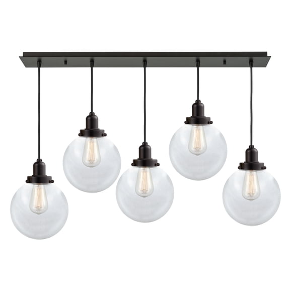 Innovations 125OB-10BK-0H-OB-G202-8 Large Beacon 5 Light 36 inch Linear Pendant, Oil Rubbed Bronze
