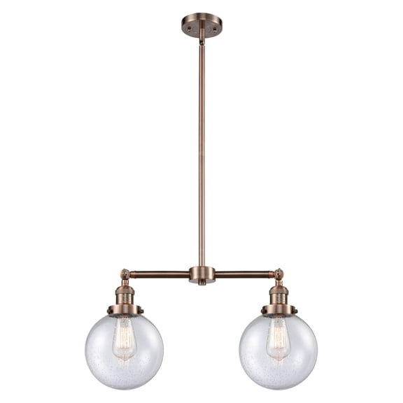 Innovations 2-LT Beacon 25" Chandelier - Antique Copper - 209-AC-G204-8