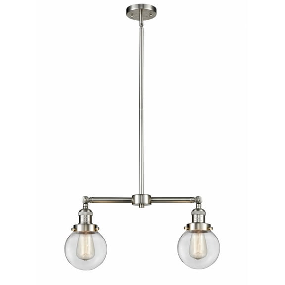 Innovations 2-LT LED Beacon 23" Chandelier - Brushed Satin Nickel - 209-SN-G202-6-LED