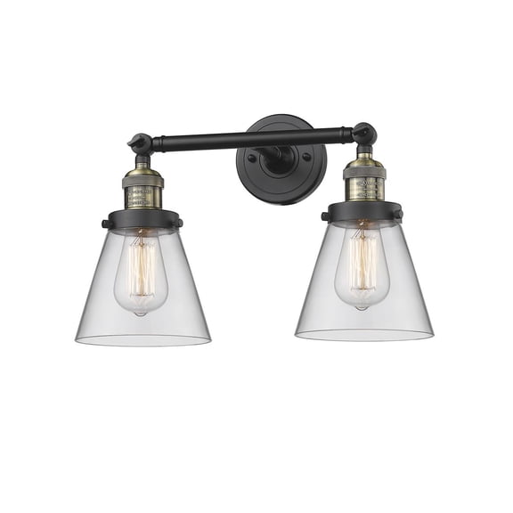 Innovations 2-LT LED Small Cone 16" Bathroom Fixture - Black Antique Brass - 208-BAB-G62-LED