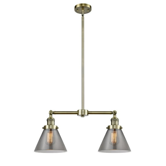 Innovations 2-LT Vintage LED Large Cone 22" Chandelier - Antique Brass - 209-AB-G43-LED