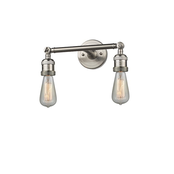 Innovations 2 Light Bare Bulb Bathroom Fixture in Brushed Satin Nickel - 208-SN