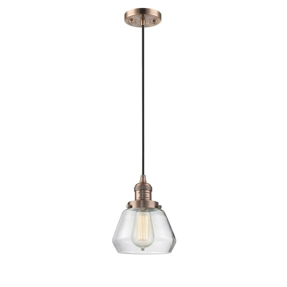Innovations 201C-AC-G172-LED Fulton 1 Light Mini Pendant part of the Franklin Restoration Collection, Antique Copper