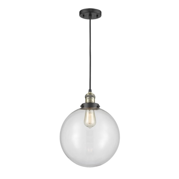 201C-BAB-G202-12-Innovations Lighting-XX-Large Beacon-1 Light Mini Pendant in Industrial Style-12 Inches Wide by 15 Inches High   Black Antique Brass