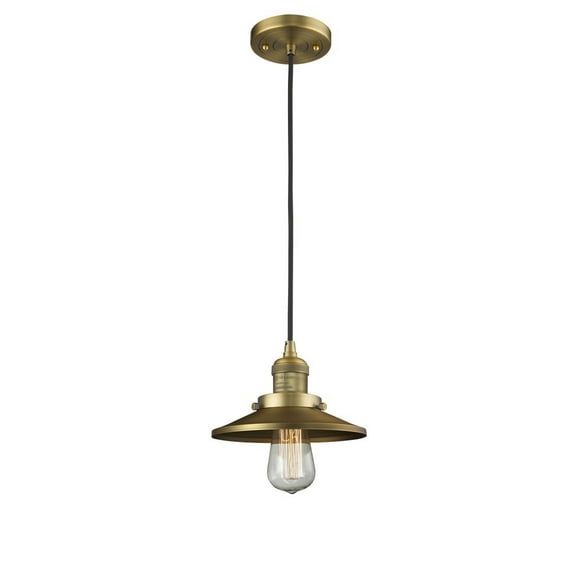 Innovations 201C-BB-M4-LED Railroad 1 Light Mini Pendant part of the Franklin Restoration Collection, Brushed Brass