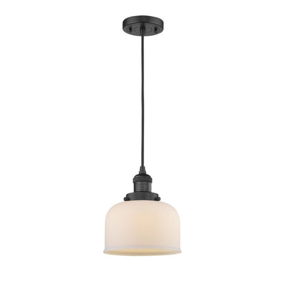 201C-BK-G71-LED-Innovations Lighting-Large Bell-3.5W 1 LED Mini Pendant in Industrial Style-8 Inches Wide by 10 Inches High Matte Black Finish with