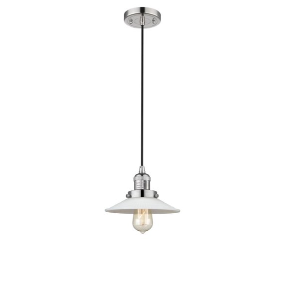 Innovations 201C-PN-G1-LED Halophane 1 Light Mini Pendant part of the Franklin Restoration Collection, Polished Nickel