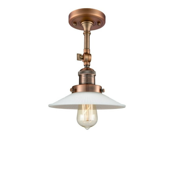 Innovations 201F-AC-G1-LED Halophane 1 Light Semi-Flush Mount part of the Franklin Restoration Collection, Antique Copper