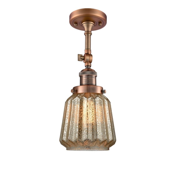 201F-AC-G146-LED-Innovations Lighting-Chatham-3.5W 1 LED Semi-Flush Mount in Art Deco Style-6 Inches Wide by 15.5 Inches High   Antique Copper Finish