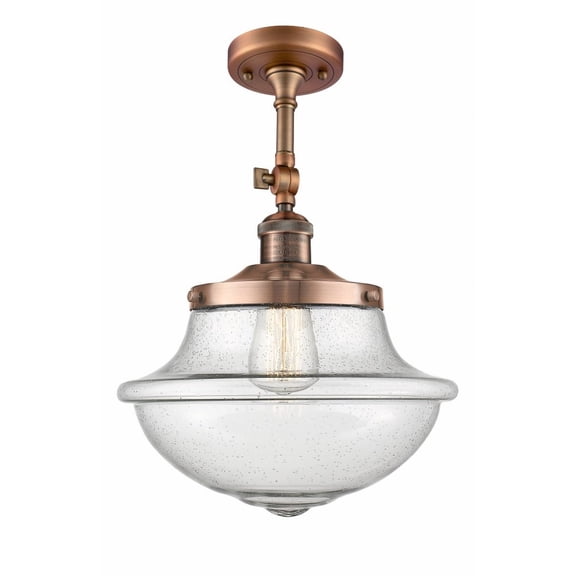 201F-AC-G544-LED-Innovations Lighting-Oxford - 3.5W 1 LED Semi-Flush Mount In Traditional Style-15.5 Inches Tall and 11.75 Inches Wide Antique Copper