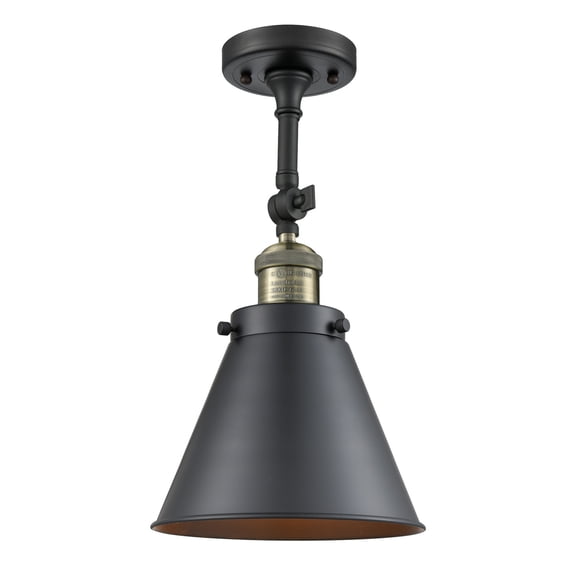 Innovations 201F-BAB-M13-BK-LED Transitional One Light Semi-Flush Mount from Franklin Restoration collection in Black finish,