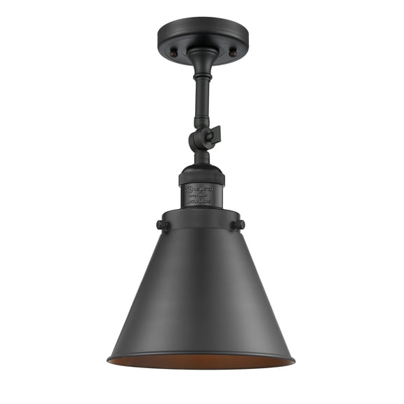 Innovations 201F-BK-M13-BK-LED Transitional One Light Semi-Flush Mount from Franklin Restoration collection in Black finish,