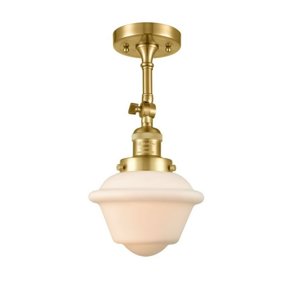 201F-SG-G531-LED-Innovations Lighting-Small Oxford-3.5W 1 LED Semi-Flush Mount in Traditional Style-7.5 Inches Wide by 12.5 Inches High Satin Gold