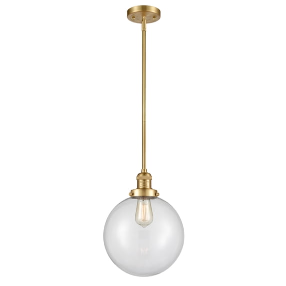 Innovations 201S-SG-G202-10 Transitional One Light Mini Pendant from Franklin Restoration collection in Gold, Champ, Gld Leaf finish,