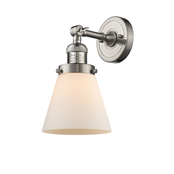 203-SN-G61-LED-Innovations Lighting-Cone - 3.5W 1 LED Wall Sconce In Industrial Style-10 Inches Tall and 6.25 Inches Wide Dimmable Brushed Satin