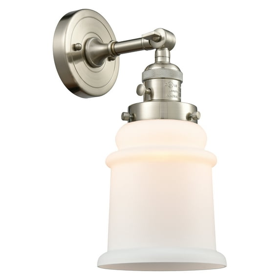 Innovations 203SW-SN-G181-LED Canton 1 Light Sconce part of the Franklin Restoration Collection, Brushed Satin Nickel
