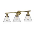 thumbnail image 1 of Innovations 205-BB-G44-LED Large Cone 3 Light Bath Vanity Light part of the Franklin Restoration Collection, Brushed Brass, 1 of 1