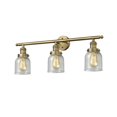 thumbnail image 1 of Innovations 205-BB-G54-LED Small Bell 3 Light Bath Vanity Light part of the Franklin Restoration Collection, Brushed Brass, 1 of 1