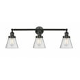 thumbnail image 1 of Innovations 205-BK-G64-LED Small Cone 3 Light Bath Vanity Light part of the Franklin Restoration Collection, Matte Black, 1 of 1