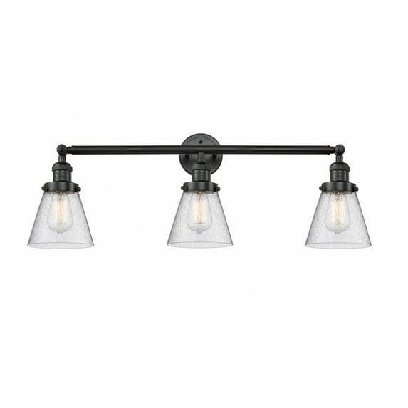 Innovations 205-BK-G64-LED Small Cone 3 Light Bath Vanity Light part of the Franklin Restoration Collection, Matte Black