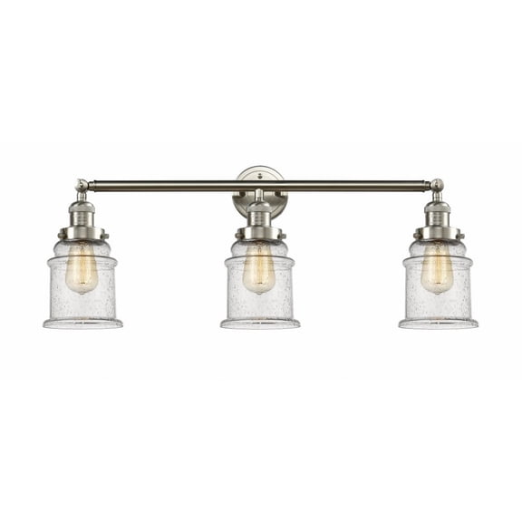 Innovations 205-SN-G184-LED Canton 3 Light Bath Vanity Light part of the Franklin Restoration Collection, Brushed Satin Nickel