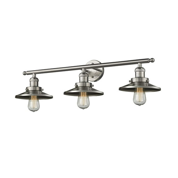 205-SN-M2-LED-Innovations Lighting-Railroad-10.5W 3 LED Bath Vanity in Traditional Style-32 Inches Wide by 10 Inches High Brushed Satin Nickel