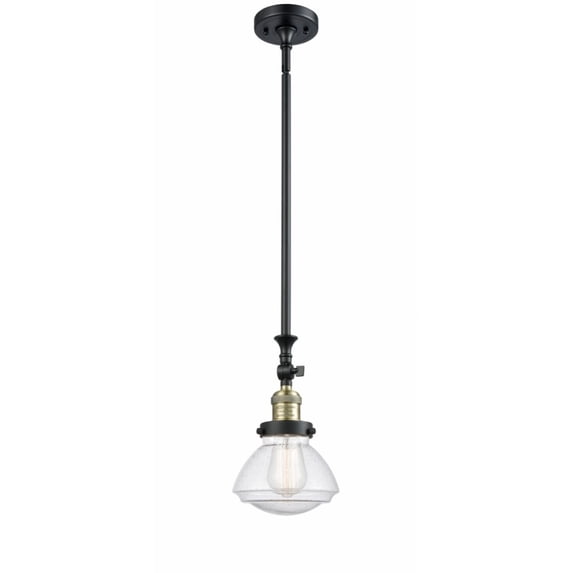 206-BAB-G324-LED-Innovations Lighting-Olean-3.5W 1 LED Mini Pendant in Industrial Style-6.75 Inches Wide by 11.75 Inches High Black Antique Brass