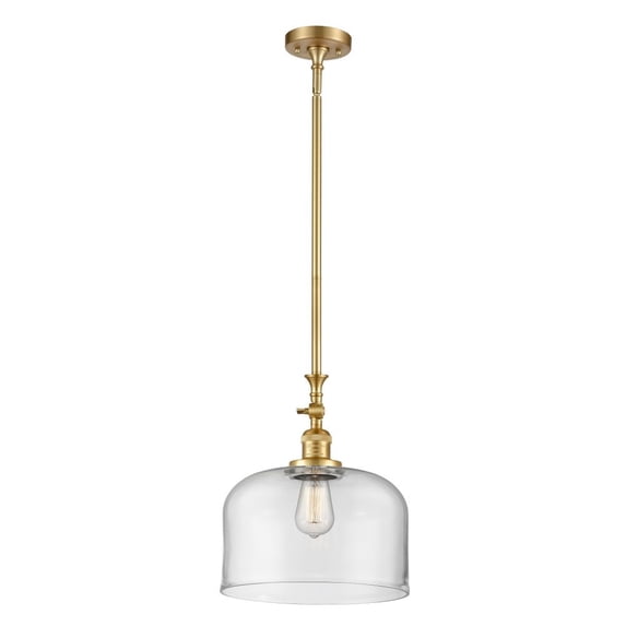 206-SG-G72-L-LED-Innovations Lighting-Bell - 3.5W 1 LED Stem Hung Mini Pendant In Industrial Style-15 Inches Tall and 12 Inches Wide Satin Gold Clear