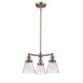 thumbnail image 1 of Innovations 207-AC-G64-LED Small Cone 3 Light Chandelier part of the Franklin Restoration Collection, Antique Copper, 1 of 2