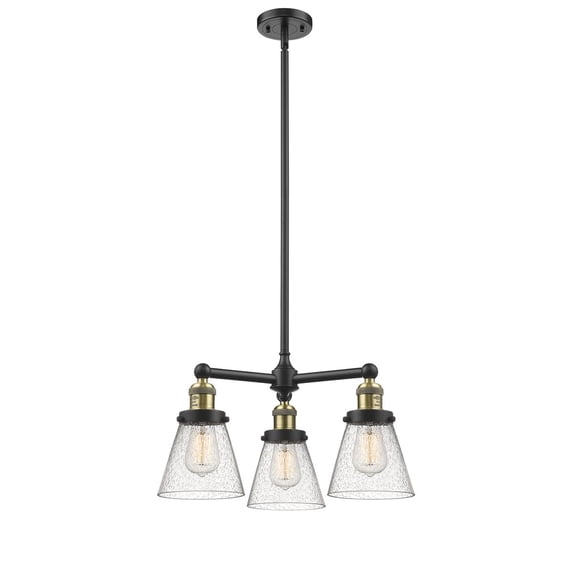 207-BAB-G64-LED-Innovations Lighting-Small Cone-10.5W 3 LED Chandelier in Industrial Style-19 Inches Wide by 11 Inches High Black Antique Brass