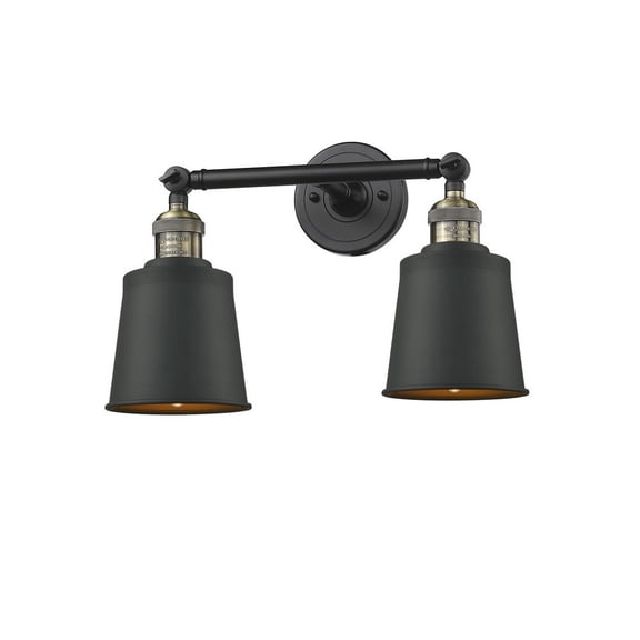 208-BAB-M9-AB-LED-Innovations Lighting-Addison-6W 2 LED Bath Vanity-16 Inches Wide by 7 Inches High Black Antique Brass Finish with Brushed Brass