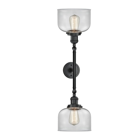 Innovations 208L-BK-G72-LED Transitional Two Light Bath Vanity from Franklin Restoration collection in Black finish,